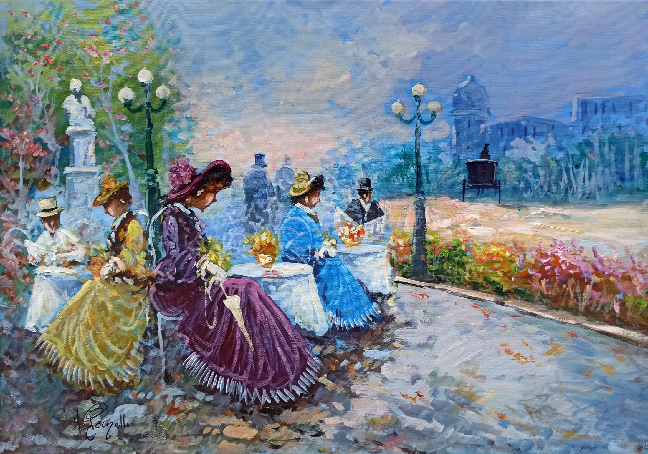 Antonio Pecorelli, Relax in Paris - France Belle Epoque painting Antonio Pecorelli, Relax in Paris - France Belle Epoque painting