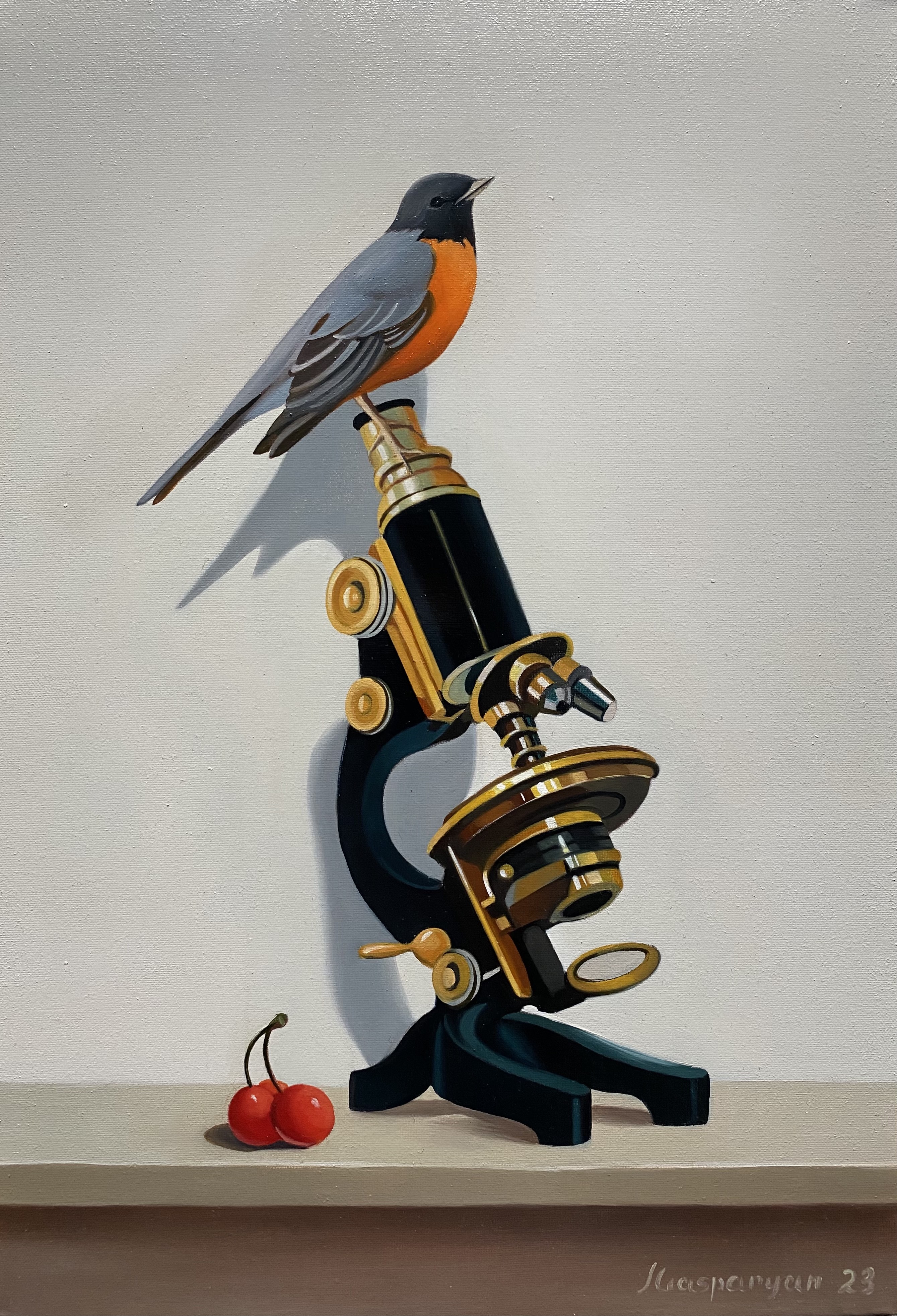 Ara Gasparyan, Still life with bird and microscope Ara Gasparyan, Still life with bird and microscope