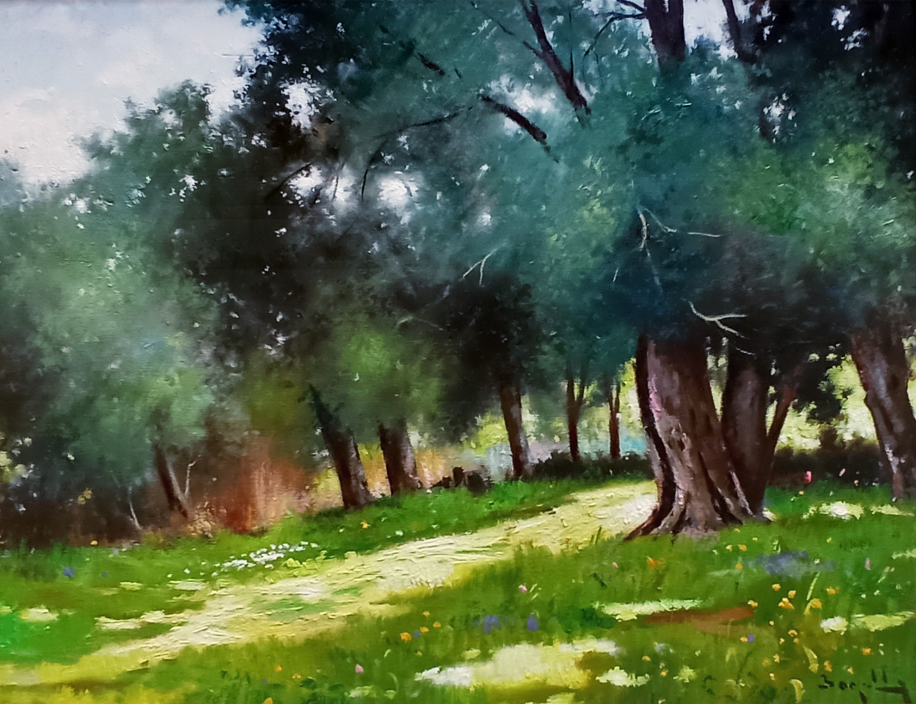 Andrea Borella, Light among the olive trees - Italian landscape painting Andrea Borella, Light among the olive trees - Italian landscape painting