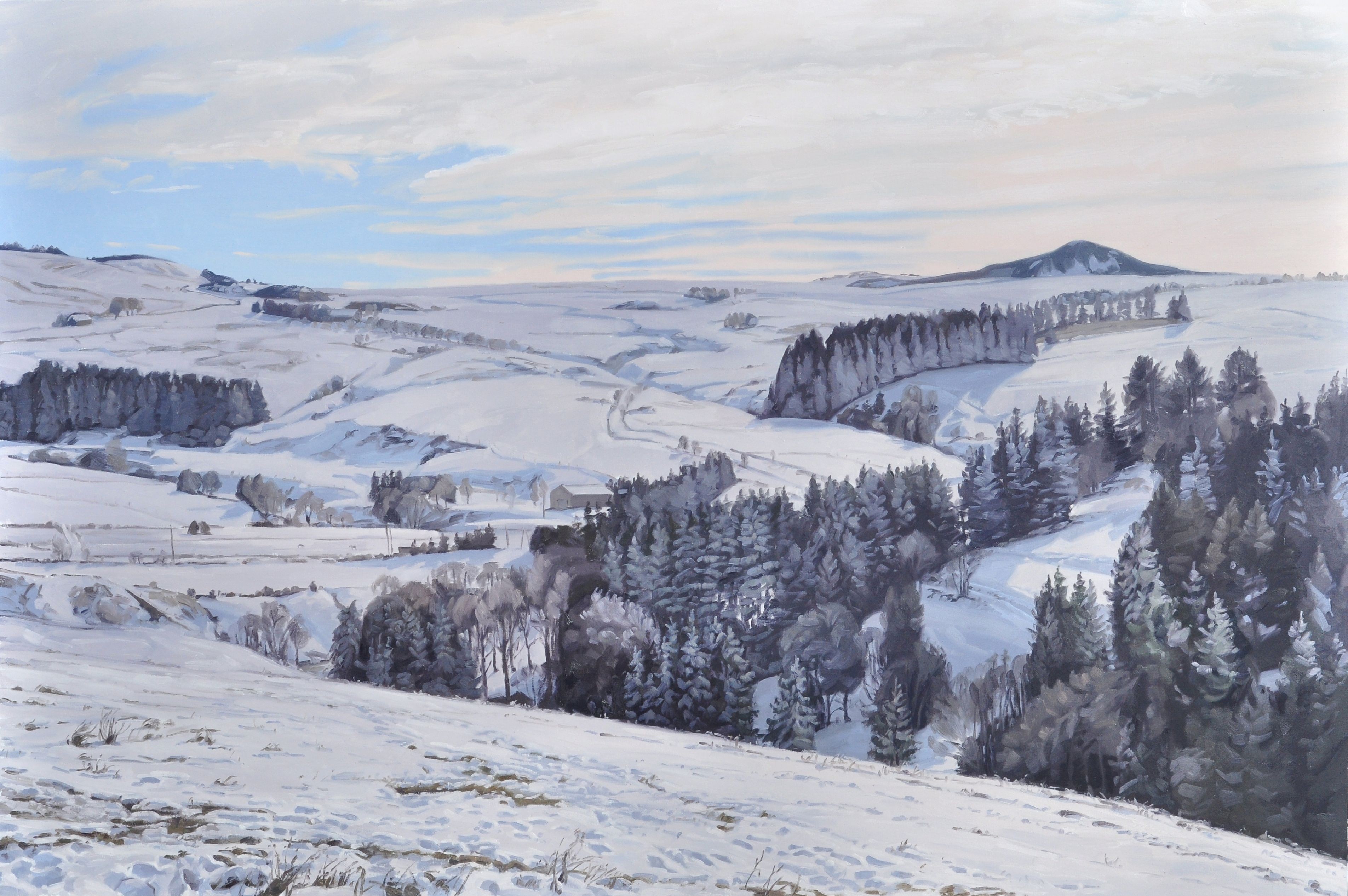 Anne Baudequin, Morning sun on the snowy Mézenc mountains Anne Baudequin, Morning sun on the snowy Mézenc mountains