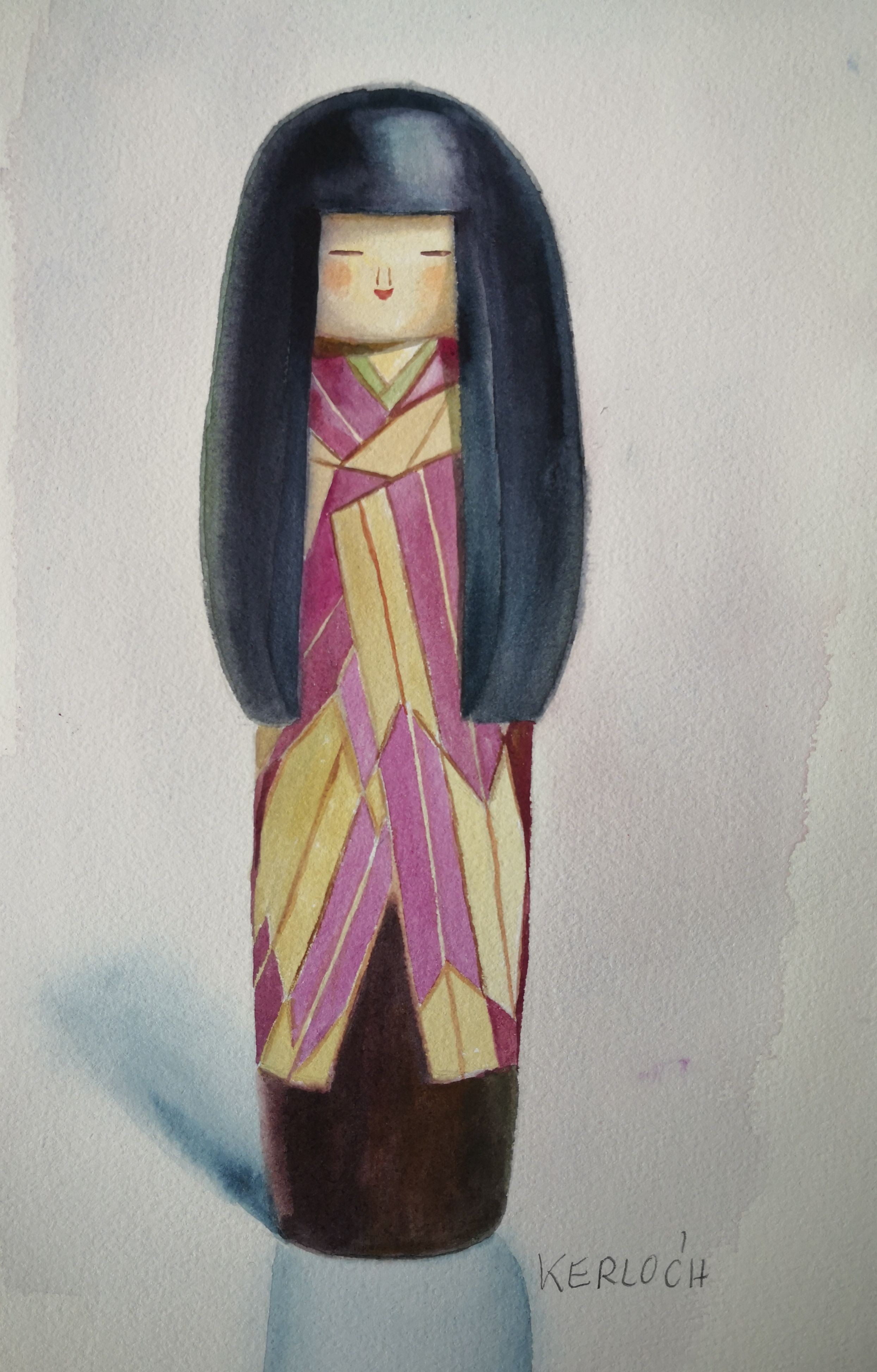Anyck Alvarez Kerloch, Purple Kokeshi Doll Anyck Alvarez Kerloch, Purple Kokeshi Doll