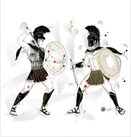 Dessin, Achilles assailed Hector - Troy - Epic - Mytology, Artemisia Fine Art