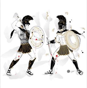 Zeichnungen, Achilles assailed Hector - Troy - Epic - Mytology, Artemisia Fine Art