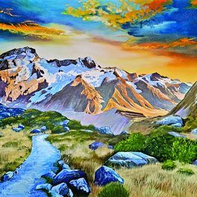 Gemälde, South Island Range, New Zealand, Bob Arrigo