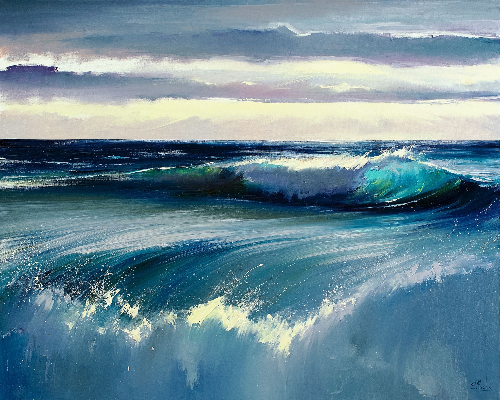 Blue Wave - Bozhena Fuchs - Oil on Canvas