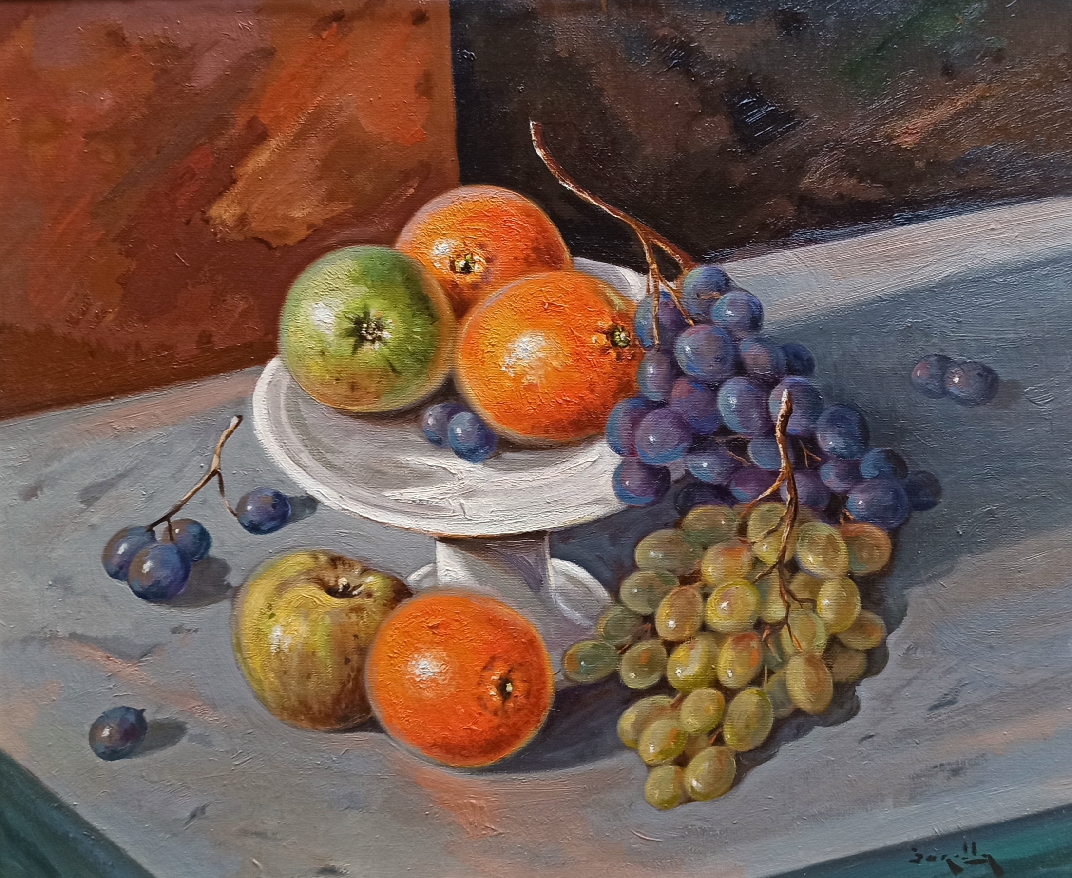 Andrea Borella, Composition with fruits - Italian painting still life Andrea Borella, Composition with fruits - Italian painting still life