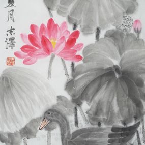▷ A Lotus Flower just Rose From Under Water by Zhize Lv, 2022, Painting