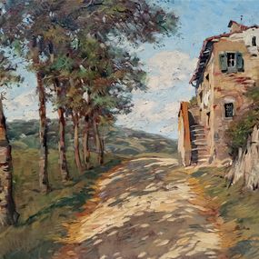 Pintura, Country road - Tuscany landscape old painting, Francesco Maria Pieri