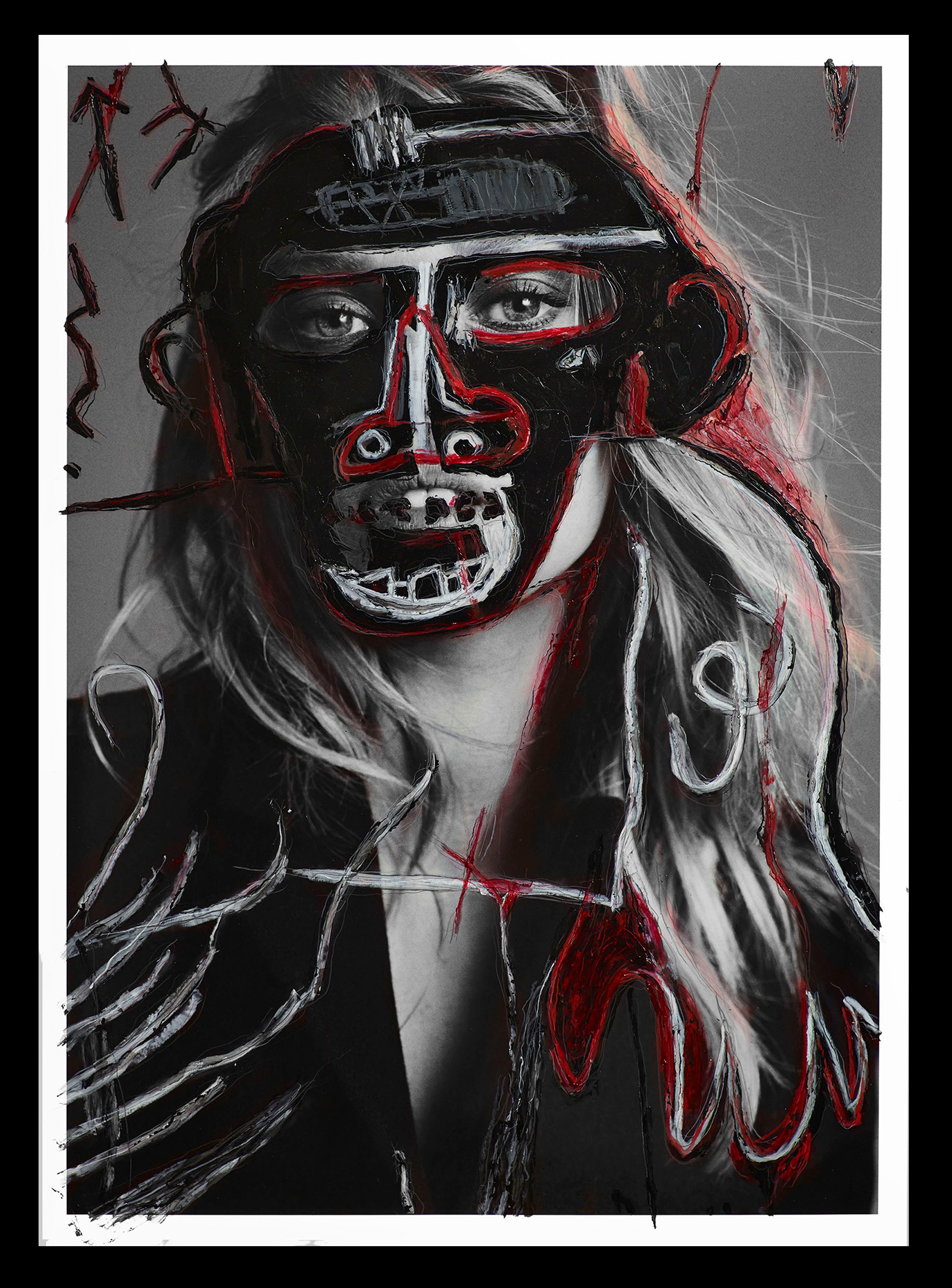 Hunter & Gatti, Toni Garnn II. B&W Photo intervened by the artists. Hunter & Gatti, Toni Garnn II. B&W Photo intervened by the artists.