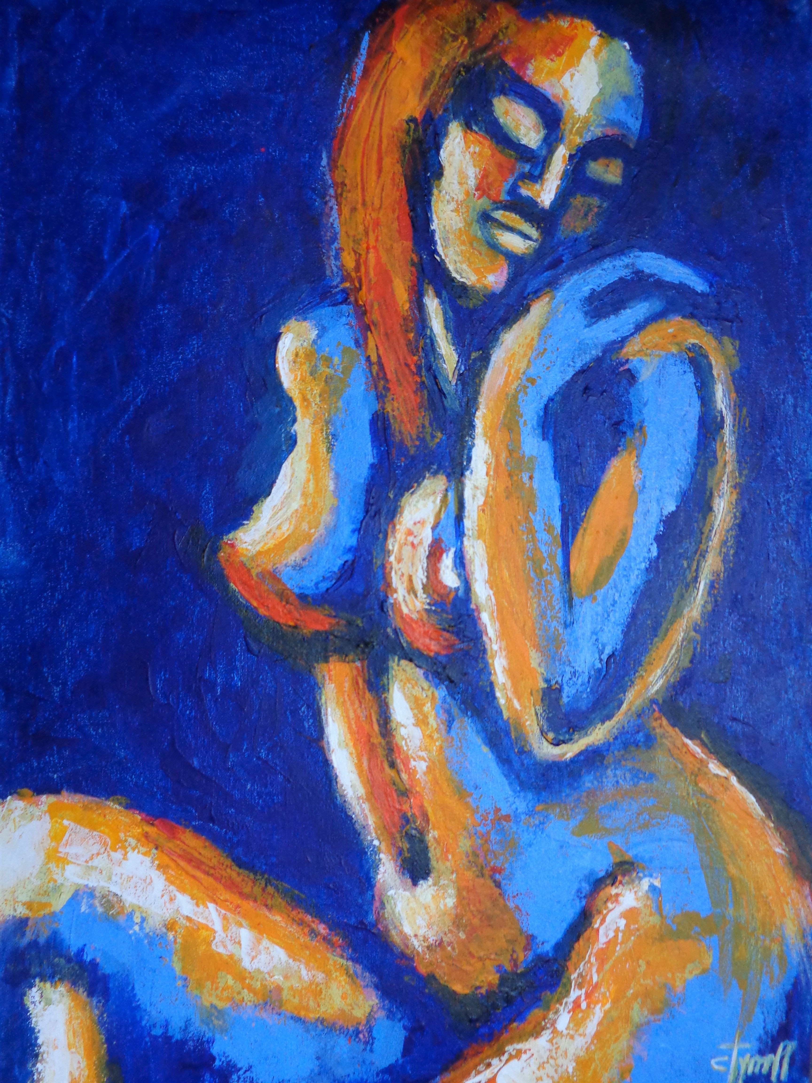 Carmen Tyrrell, Blue and orange relaxing figure 2 Carmen Tyrrell, Blue and orange relaxing figure 2