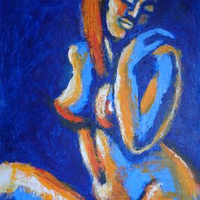 Gemälde, Blue and orange relaxing figure 2, Carmen Tyrrell