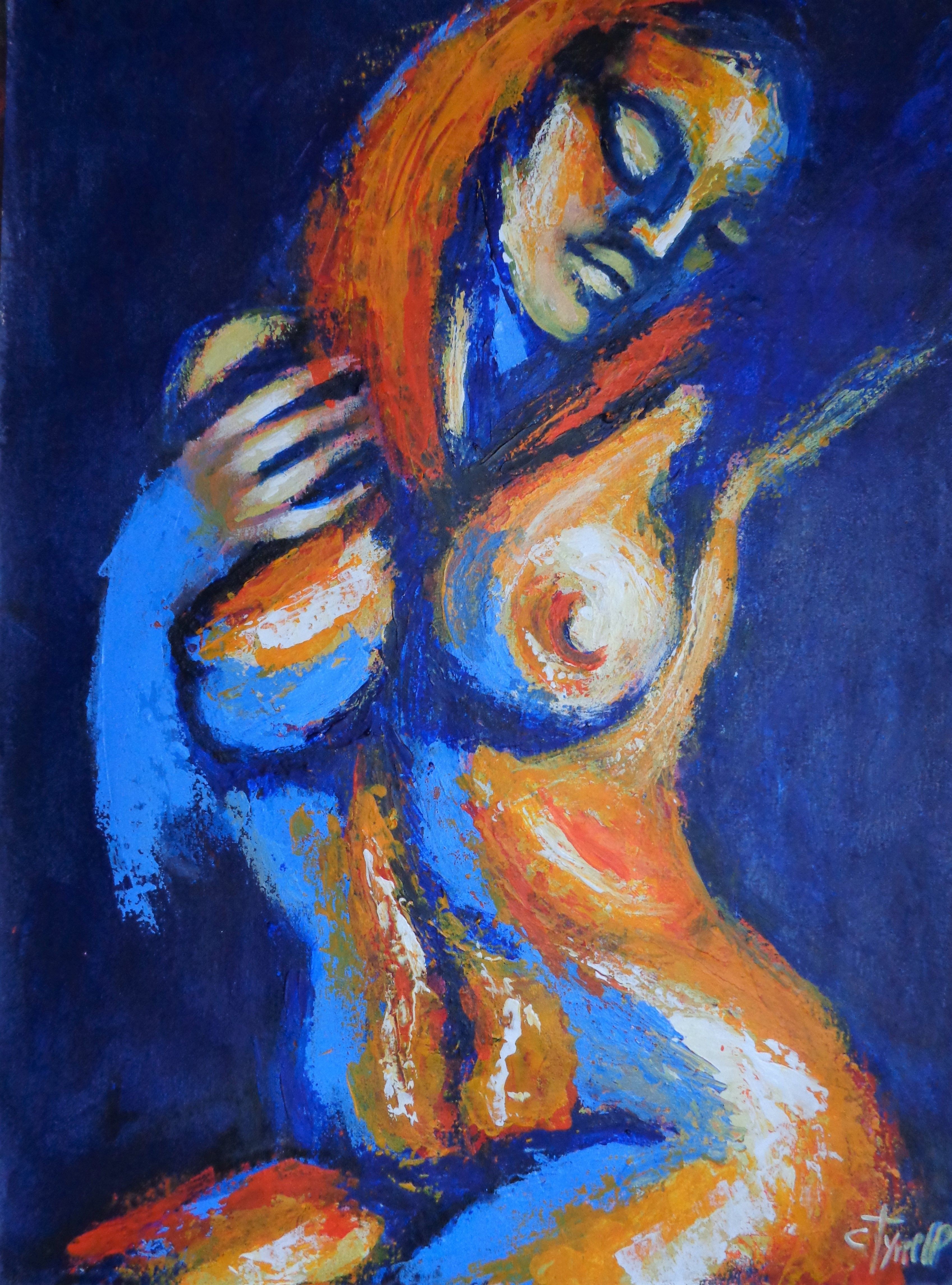 Carmen Tyrrell, Blue and orange relaxing figure 1 Carmen Tyrrell, Blue and orange relaxing figure 1