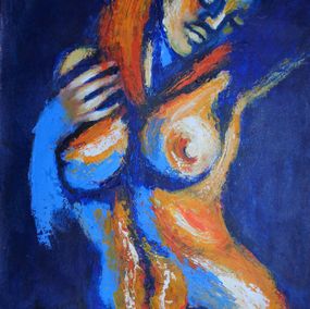 Gemälde, Blue and orange relaxing figure 1, Carmen Tyrrell