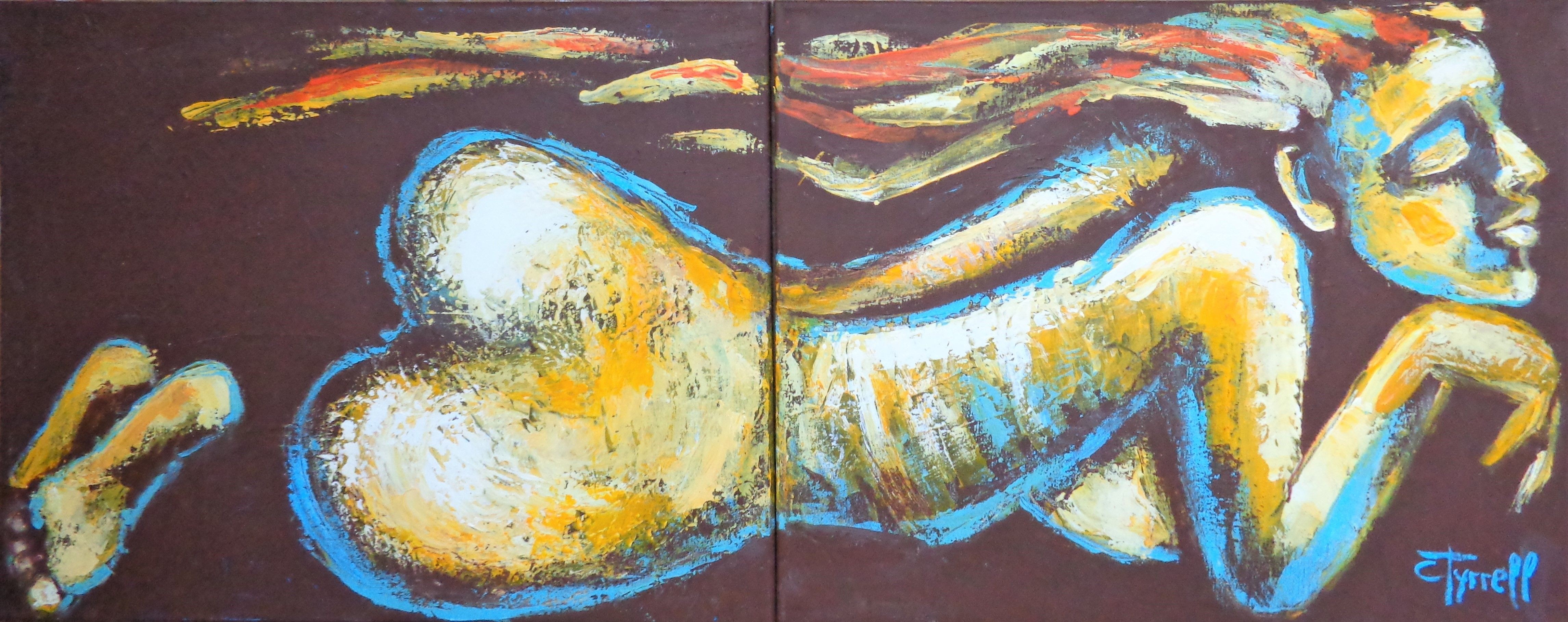 Carmen Tyrrell, Relaxing nude figure (Diptych) Carmen Tyrrell, Relaxing nude figure (Diptych)