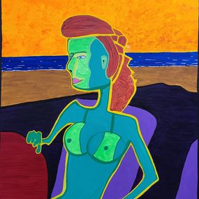 Pintura, Girl at the beach, Christian Valentine