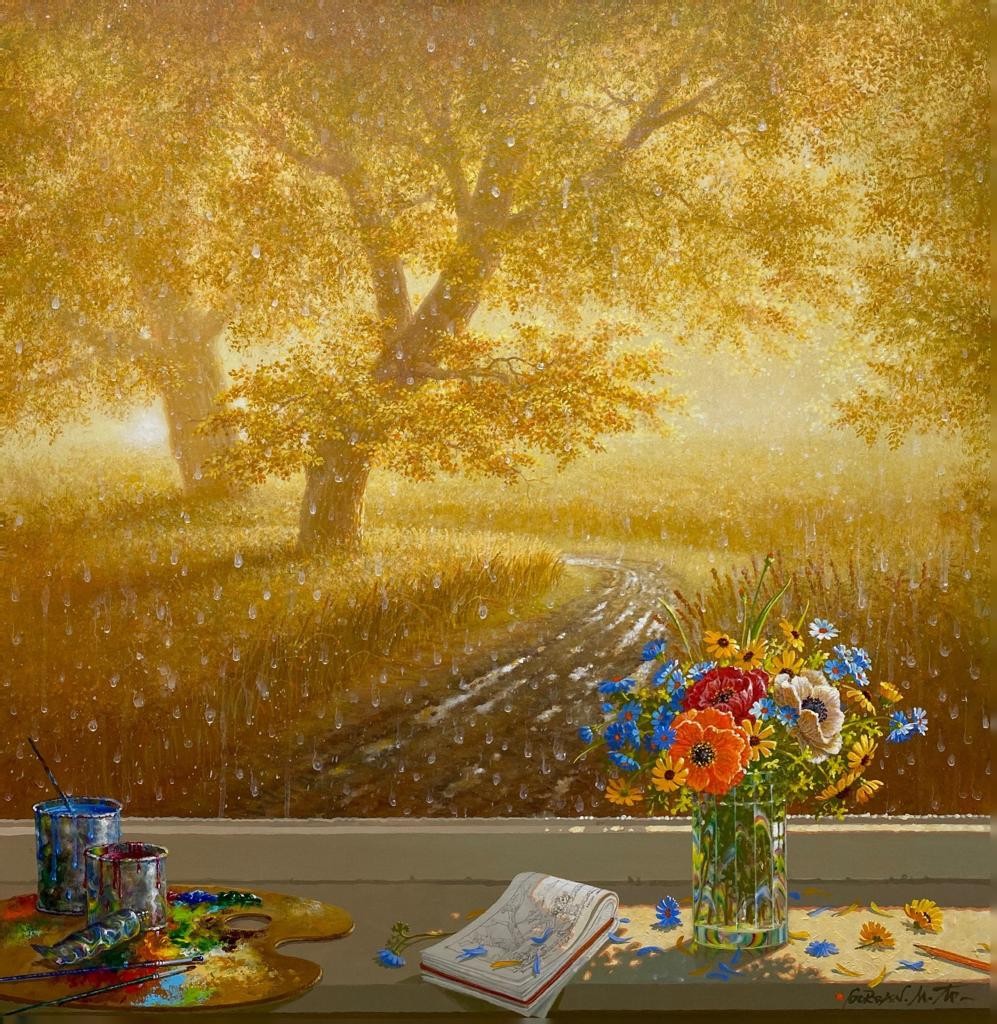 Michael Gorban, Flowers on Window Sill Michael Gorban, Flowers on Window Sill