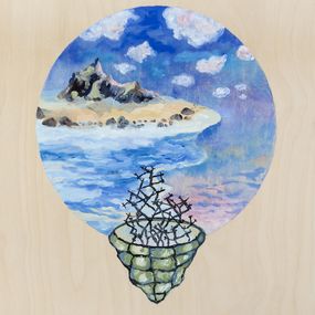Painting, Barbed paradise de la série paysages en difficulté / Struggling landscapes, Holly King