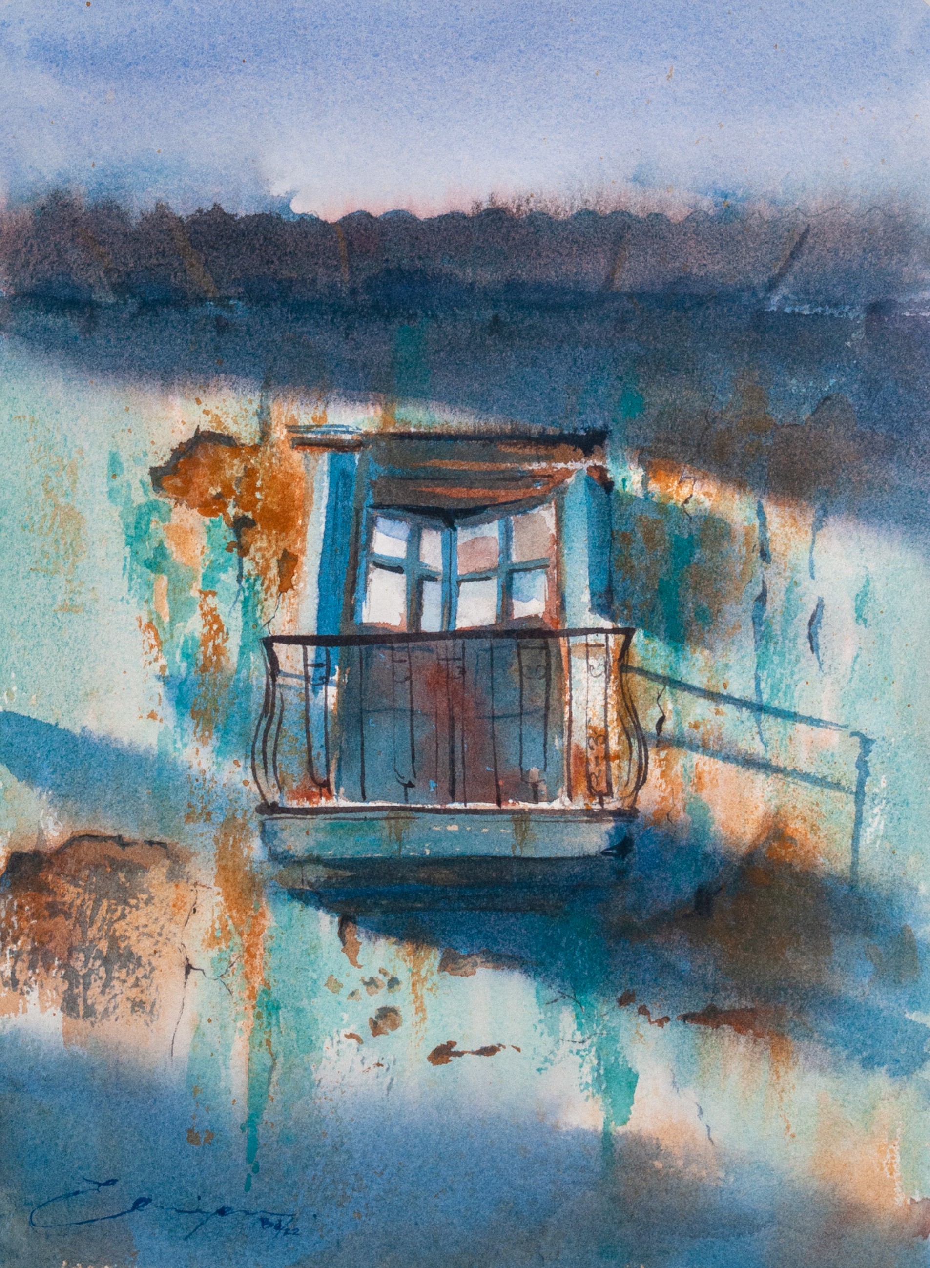 Edgar Quispe, Balcony in Turquoises Edgar Quispe, Balcony in Turquoises