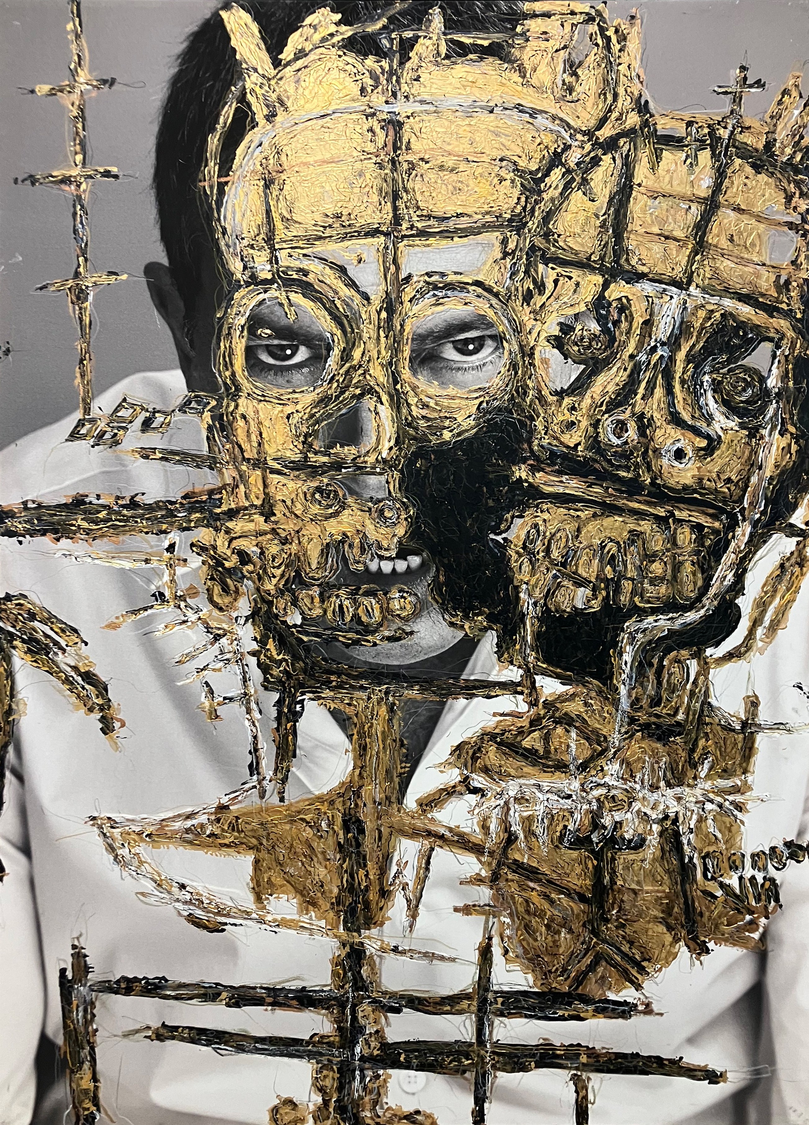 Hunter & Gatti, Antonio Banderas, Portrait intervened by the artists Hunter & Gatti, Antonio Banderas, Portrait intervened by the artists