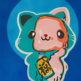 Gemälde, Blue Moon Cat, Dwayne Wolff