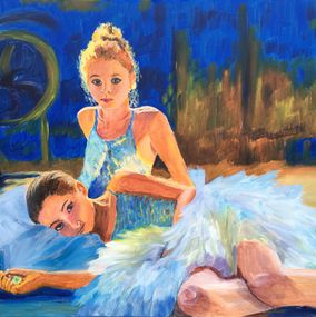 Painting, Two young ballerinas, Elena Sokolova