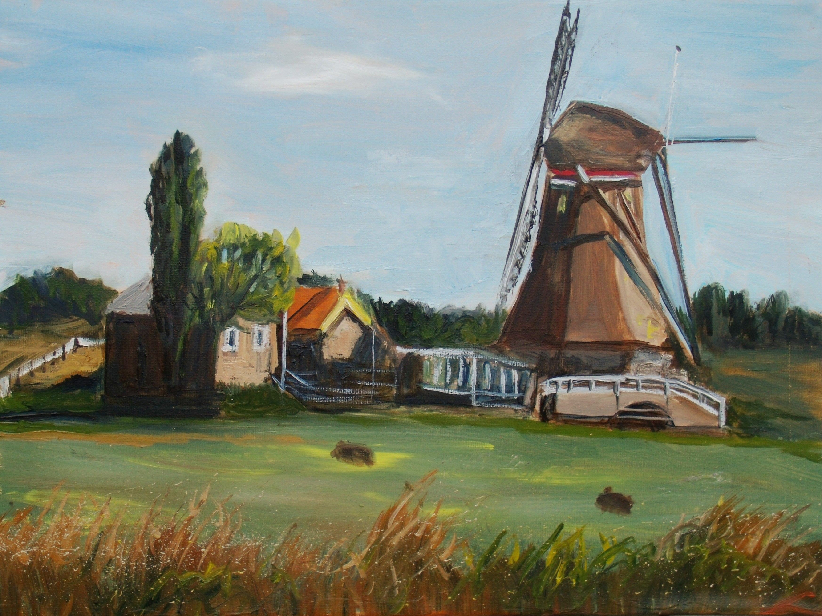 Elena Sokolova, Landscape with a windmill Elena Sokolova, Landscape with a windmill