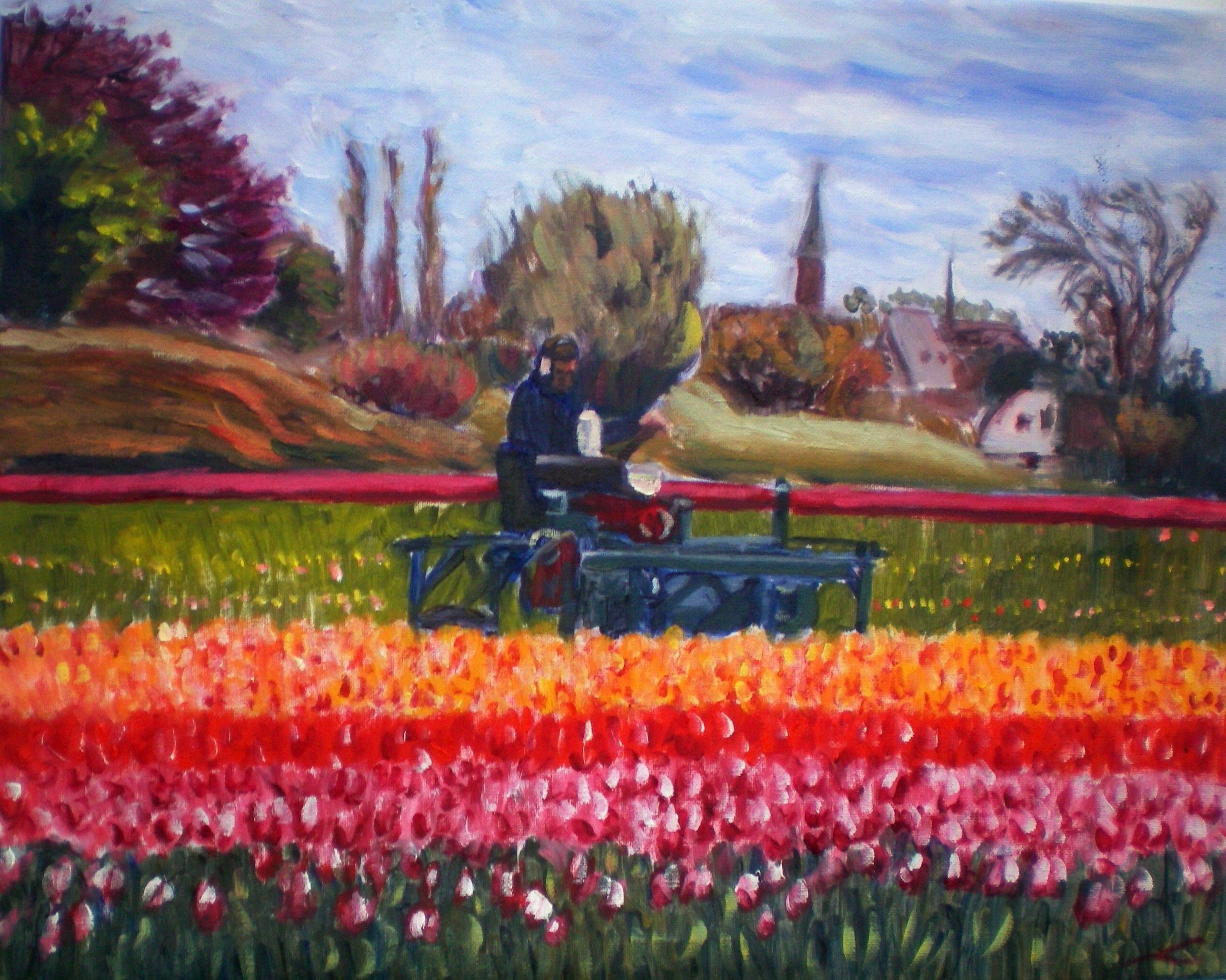 Elena Sokolova, Spring in Holland, tulips worker Elena Sokolova, Spring in Holland, tulips worker