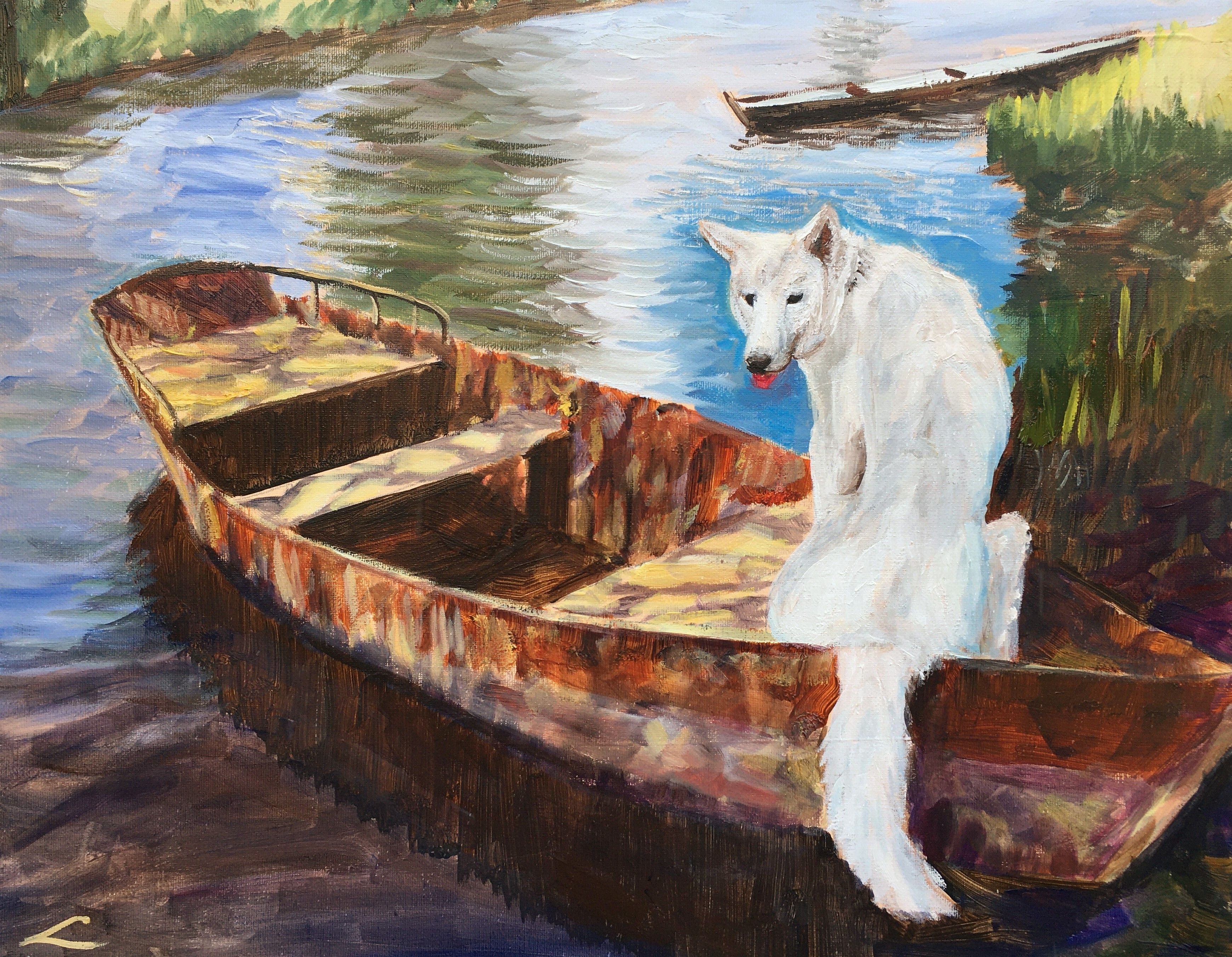 Elena Sokolova, Dog in the boat Elena Sokolova, Dog in the boat