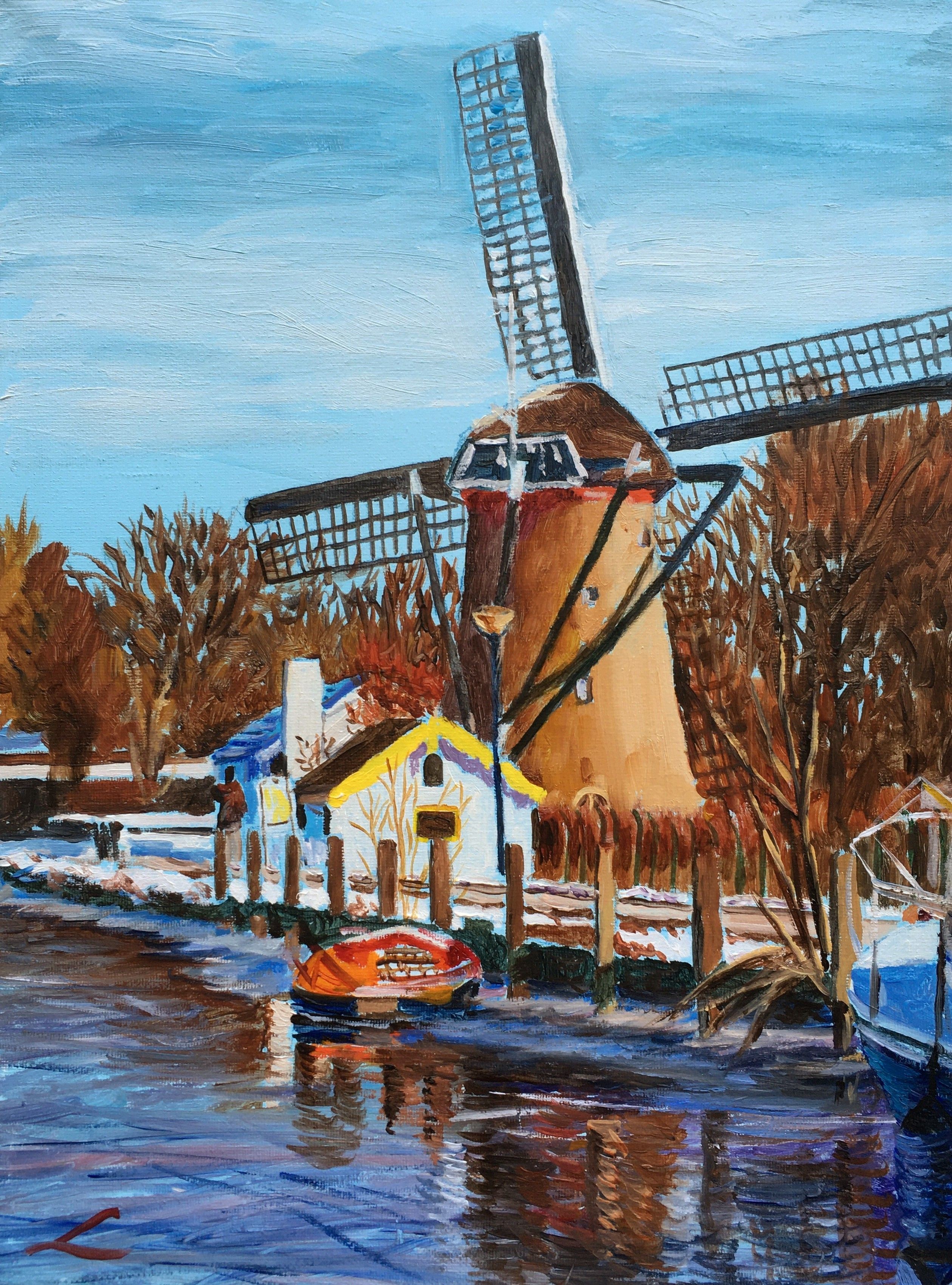 Elena Sokolova, Winter windmill in Maasluis Elena Sokolova, Winter windmill in Maasluis