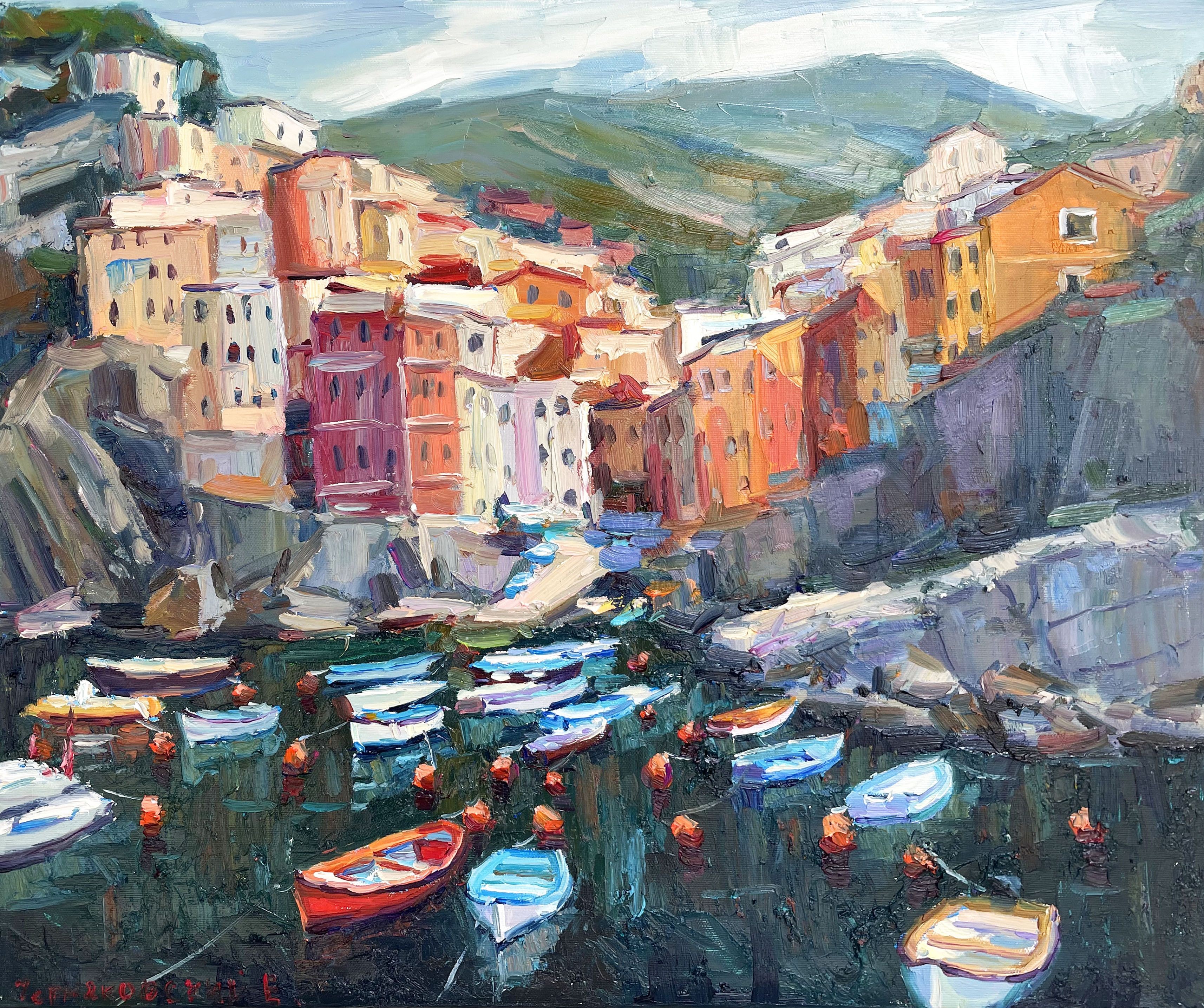 Evgeny Chernyakovsky, Boats at the pier Evgeny Chernyakovsky, Boats at the pier