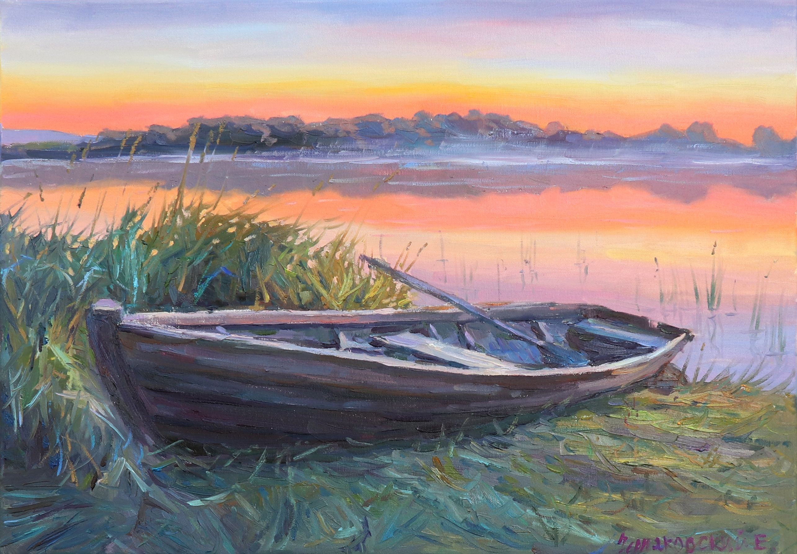 Evgeny Chernyakovsky, Boat, Painting, Oil on Canvas Evgeny Chernyakovsky, Boat, Painting, Oil on Canvas
