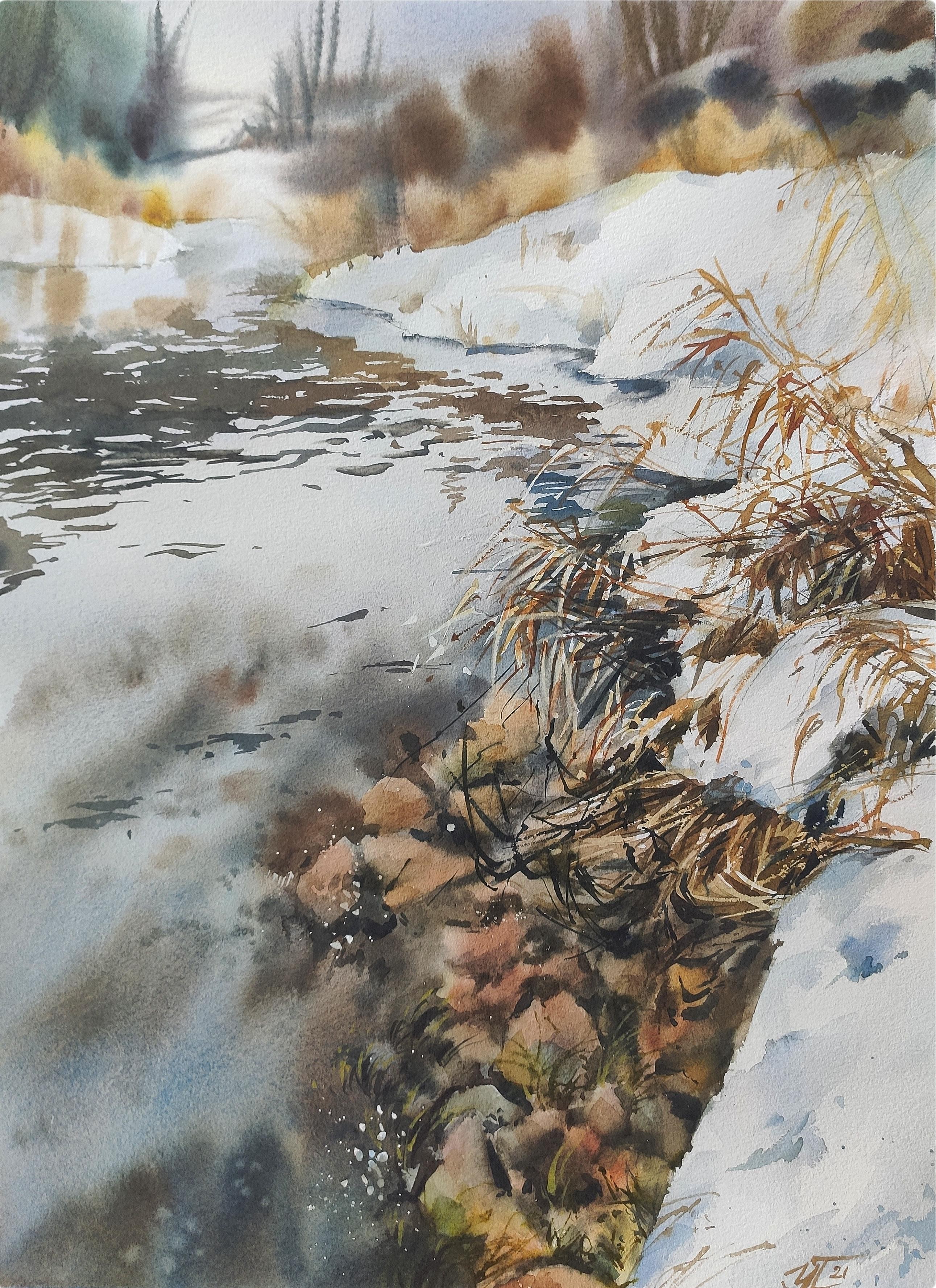 Irina Pronina, Spring landscape Spring view River Nature painting Irina Pronina, Spring landscape Spring view River Nature painting