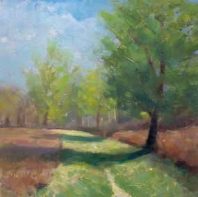 Painting, Grassy path into the woodlands and bracken, Gav Banns