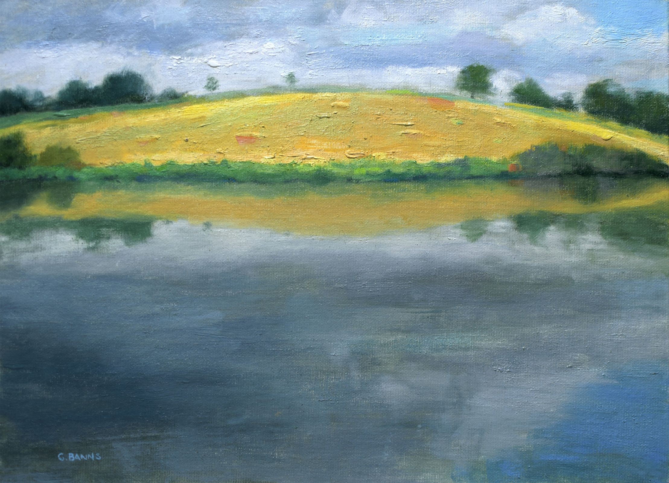Gav Banns, Hay Bale Field across the Reservoir, England Gav Banns, Hay Bale Field across the Reservoir, England
