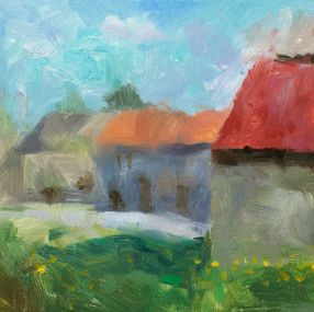 Painting, Impressionism Barns and Old Stone Buildings France, Gav Banns