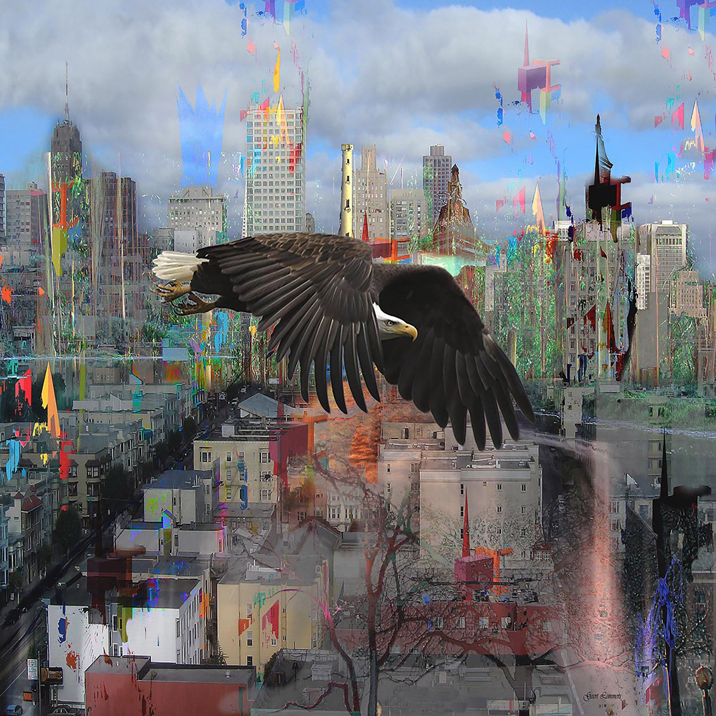 Geert Lemmers, Cityscape with distrustful bird Geert Lemmers, Cityscape with distrustful bird