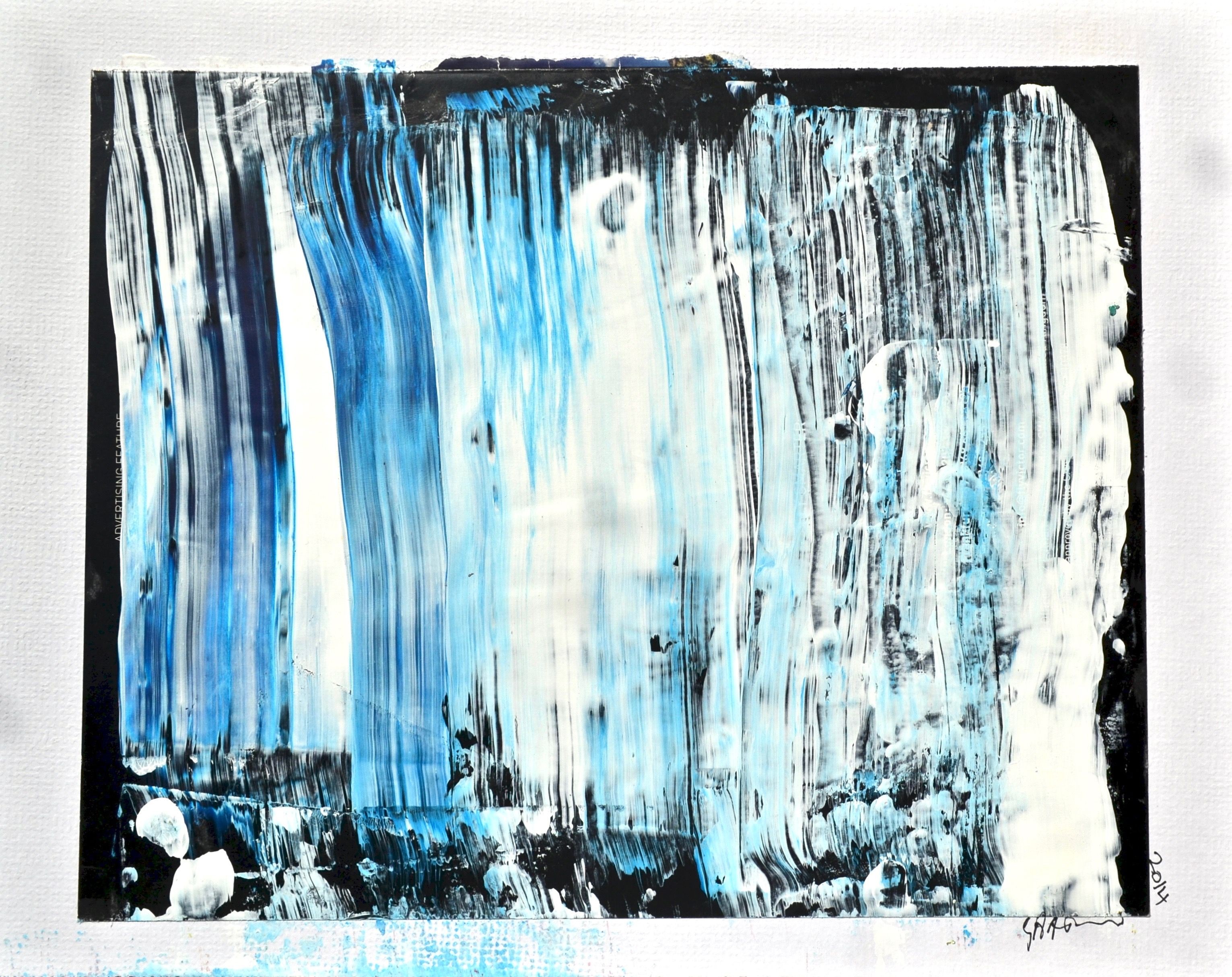 Geoff Howard, Waterfall 3 - Blue and White on Black Geoff Howard, Waterfall 3 - Blue and White on Black