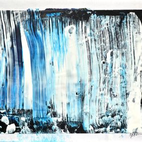 Peinture, Waterfall 3 - Blue and White on Black, Geoff Howard
