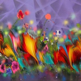 Peinture, Magic glowing flowers, Irini Karpikioti