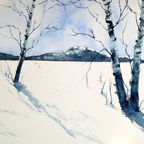 Gemälde, Winter Birches, Jim Lagasse