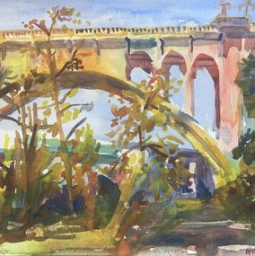 Painting, Colorado Street bridge, Pasadena, John Kilduff