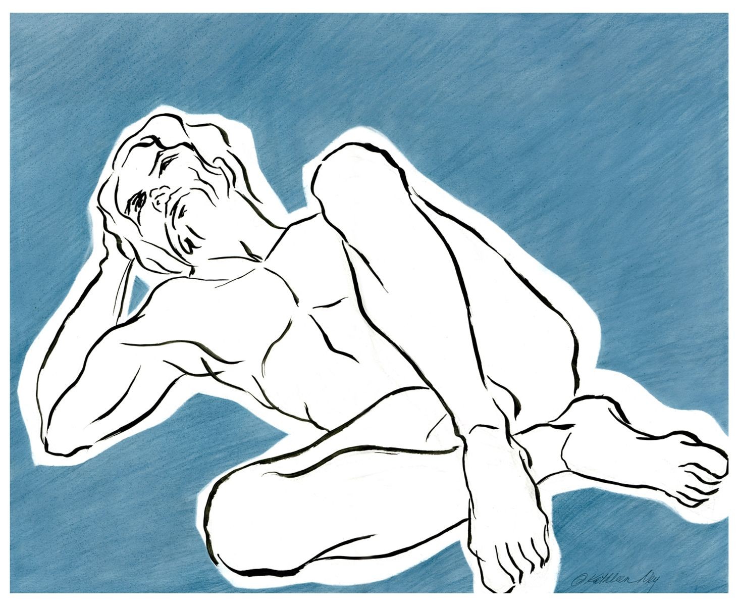 Kathleen Ney, Male Figure in Blue Drawing Kathleen Ney, Male Figure in Blue Drawing