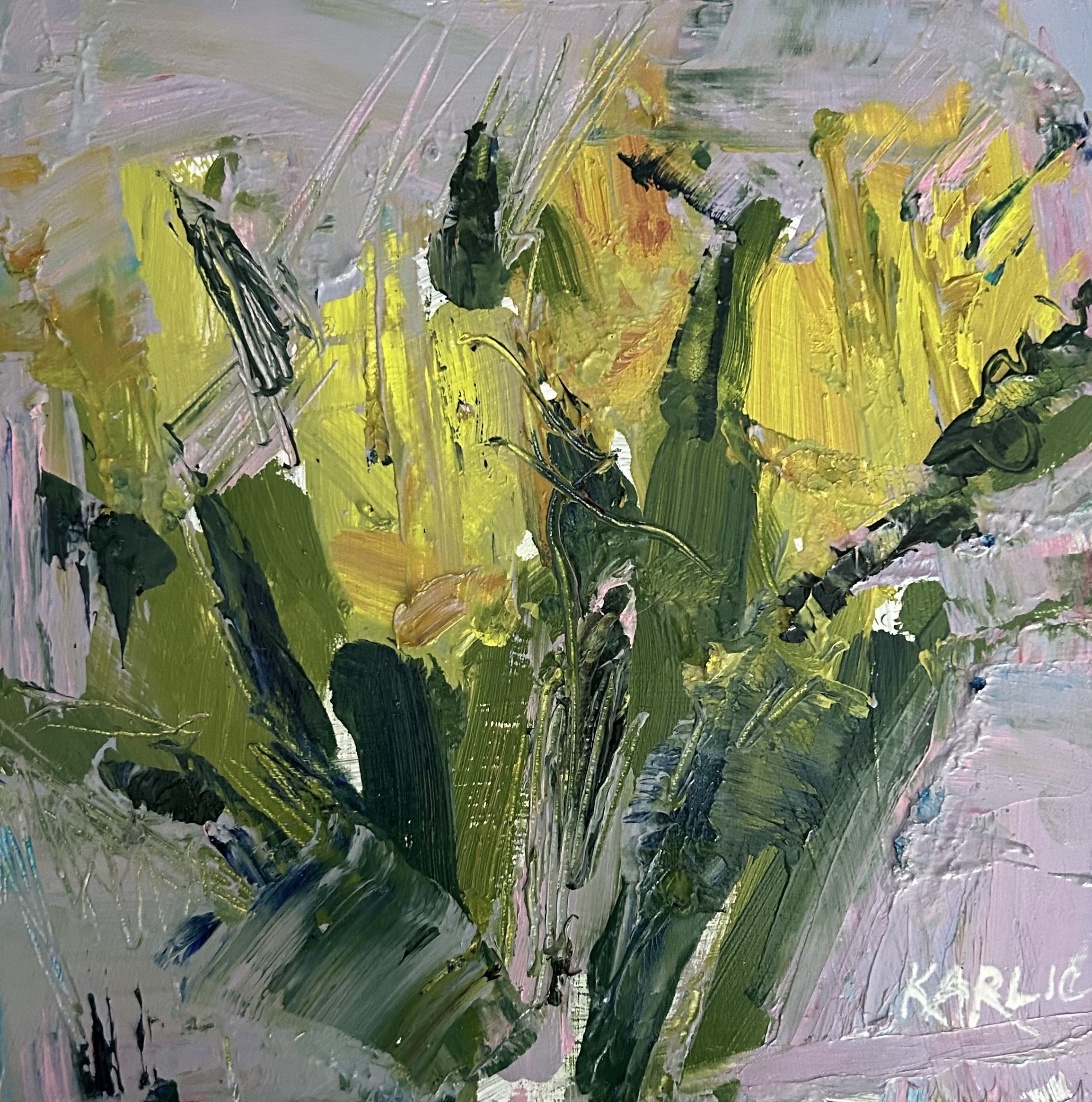 Ken Karlic, Tulips IV, Painting, Oil on Wood Panel Ken Karlic, Tulips IV, Painting, Oil on Wood Panel