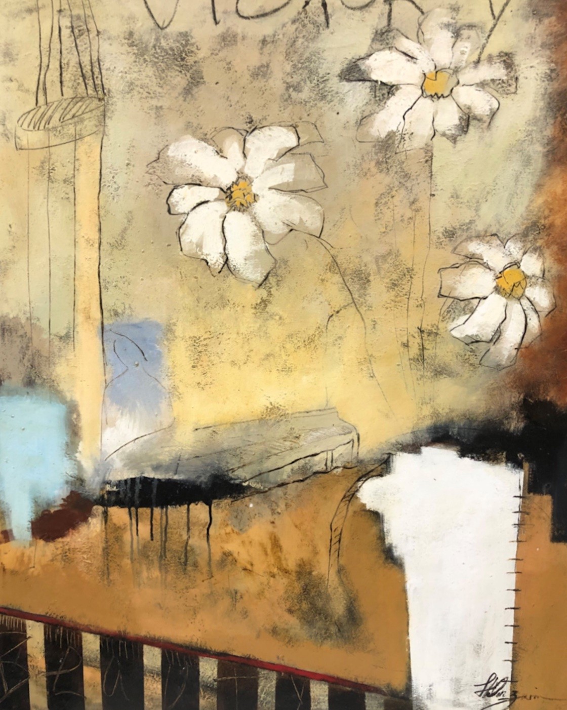 Helen Zarin, Vase and two flowers Helen Zarin, Vase and two flowers