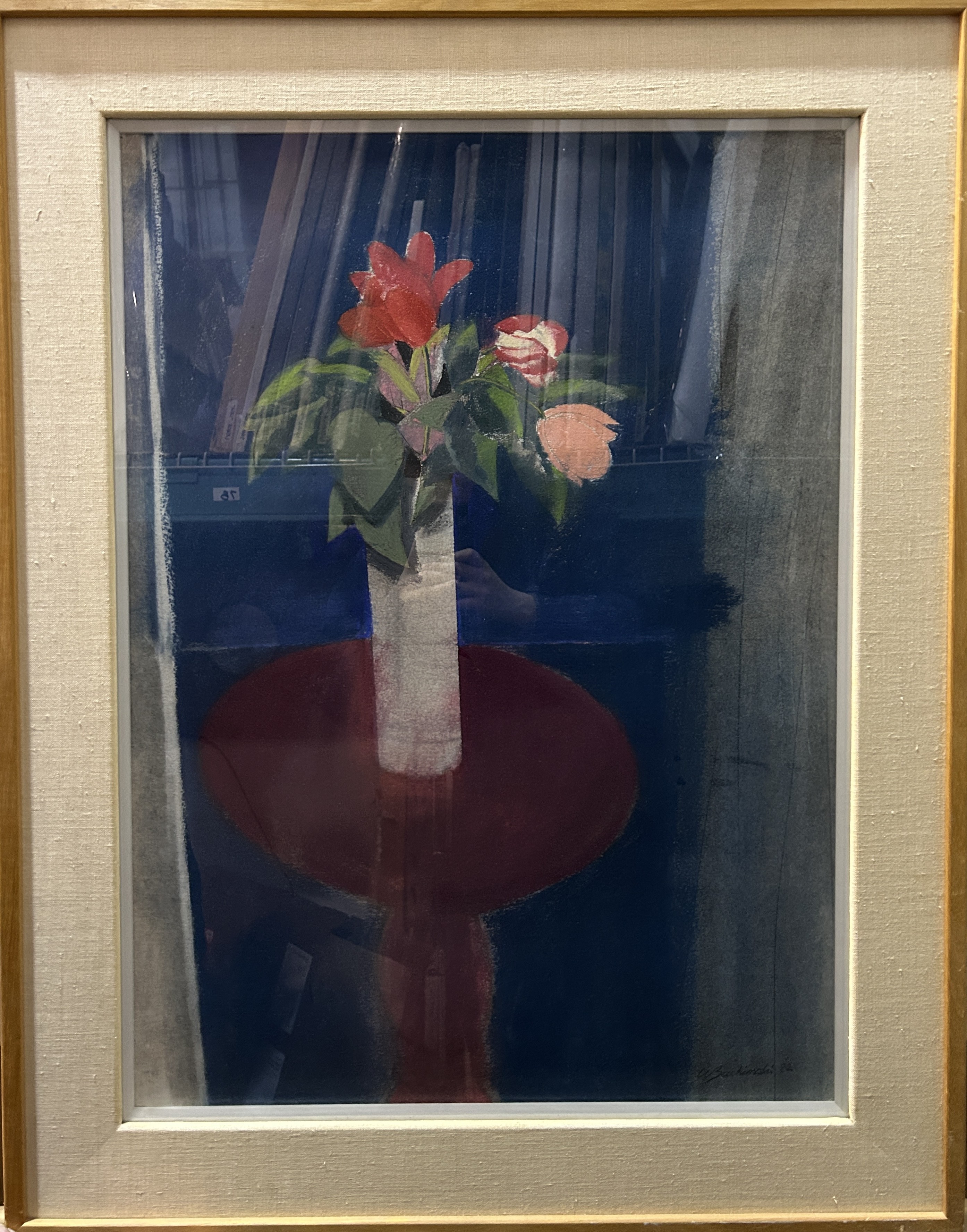 Walter Bachinski, Tulips on pedestal table Walter Bachinski, Tulips on pedestal table