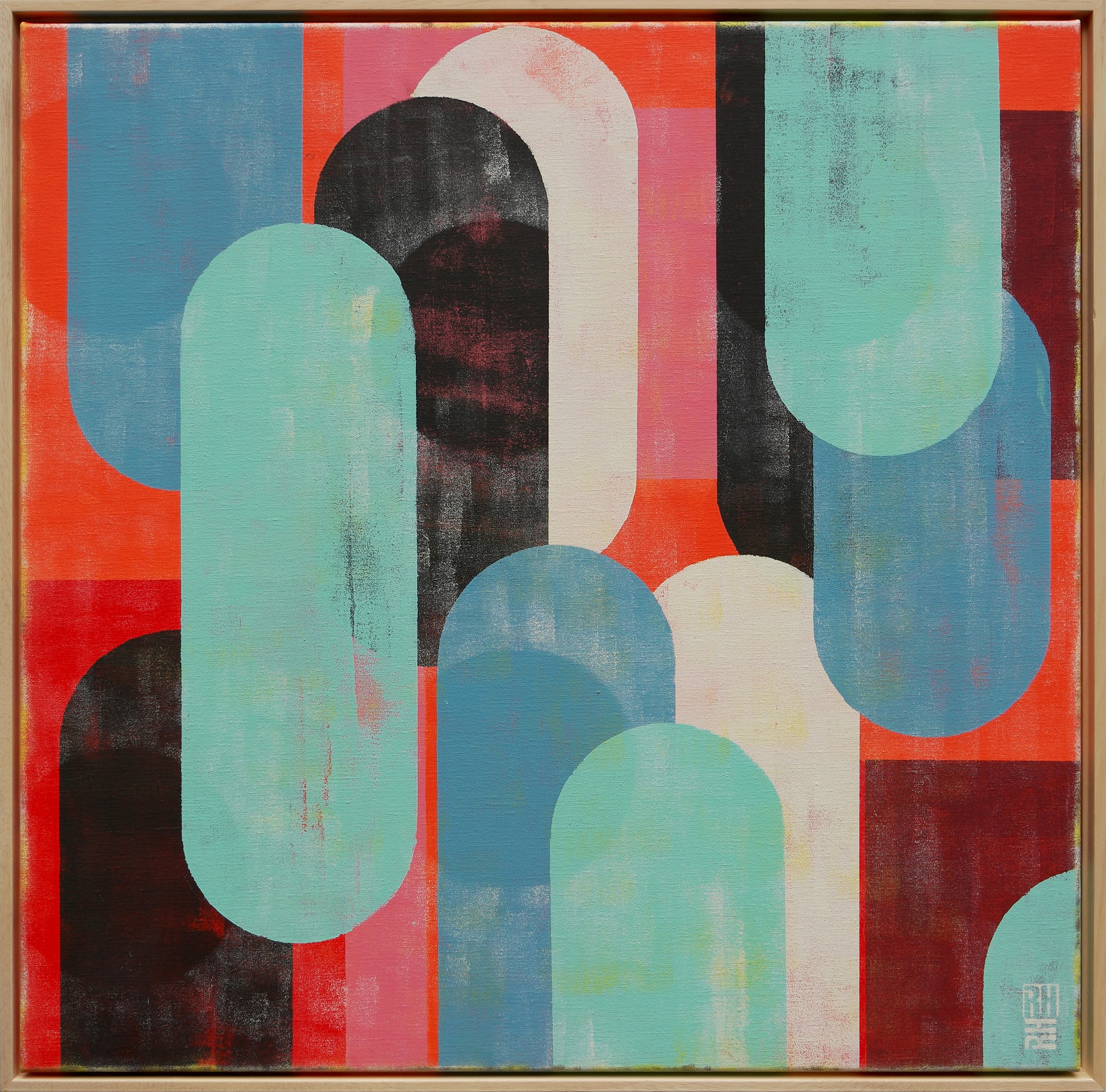 Ronald Hunter, Traffic Mint & Pink - incl Frame Ronald Hunter, Traffic Mint & Pink - incl Frame