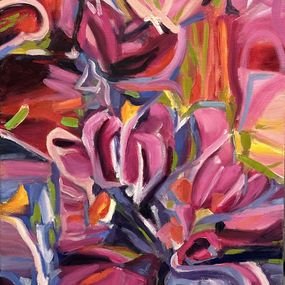 Peinture, Magical garden in pink, Olga McNamara