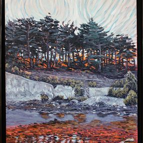 Gemälde, Pine Trees With Reflection, Yusuf Epcin