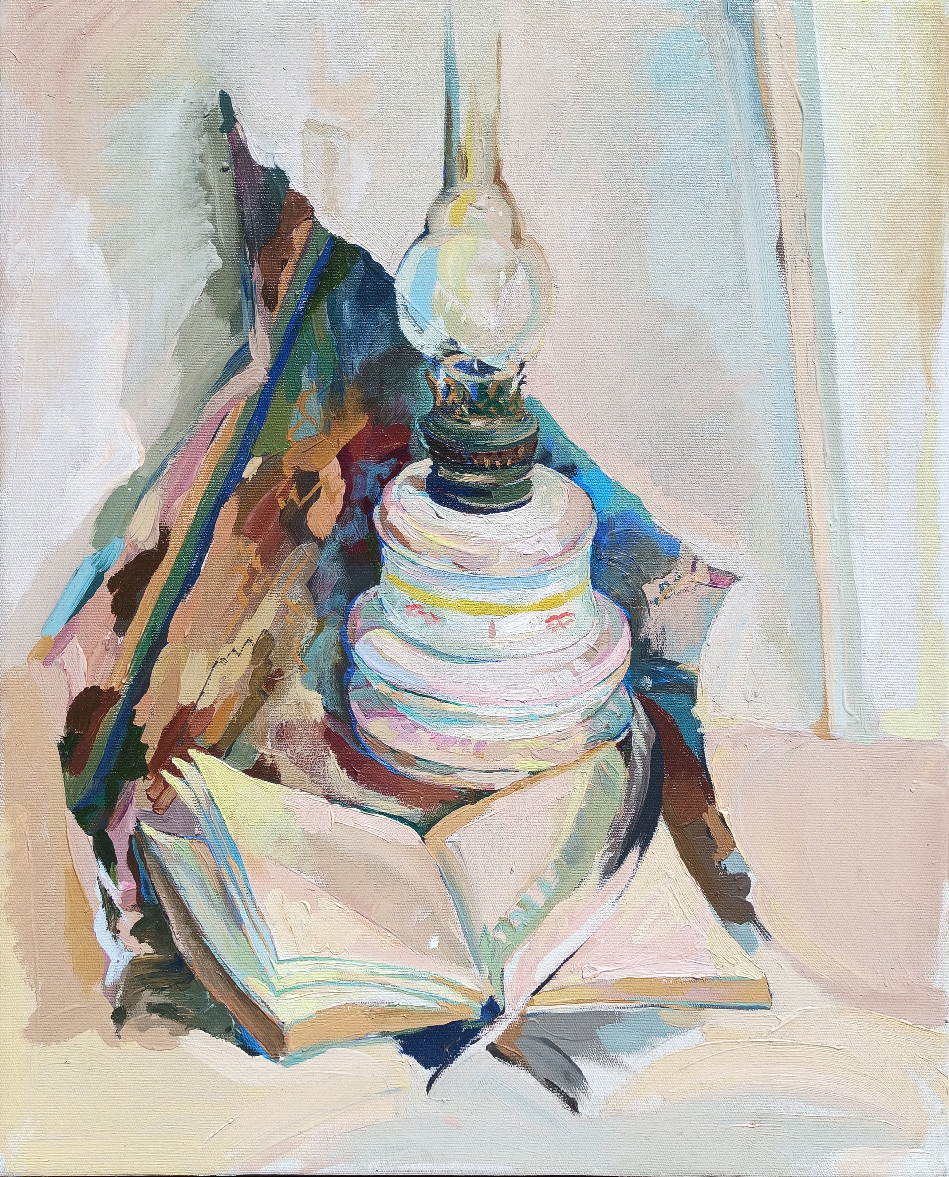 Anahit Mirijanyan, Still life with lamp and book Anahit Mirijanyan, Still life with lamp and book