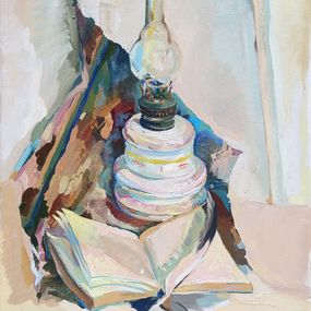 Gemälde, Still life with lamp and book, Anahit Mirijanyan